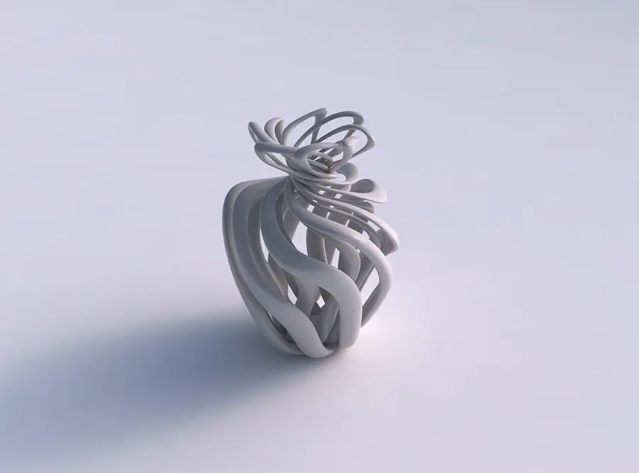 Vase double twisted with squeezed top part wavy top 3D print model