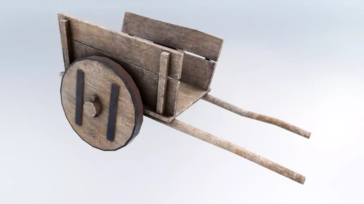Wagon Wooden Cart Low-poly 3D model
