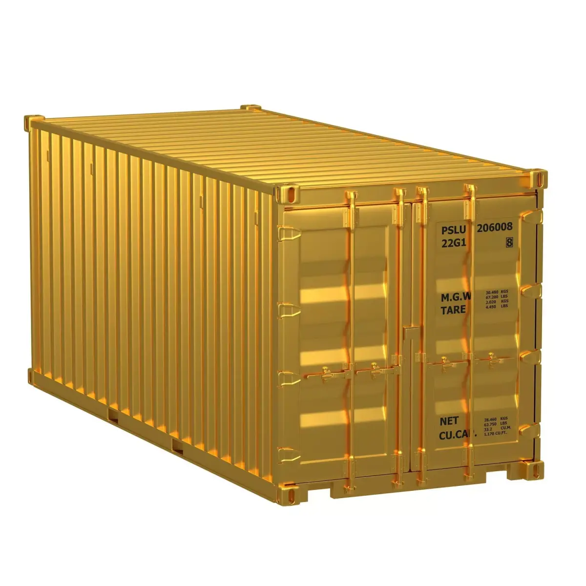 20 ft Container Gold 3D model
