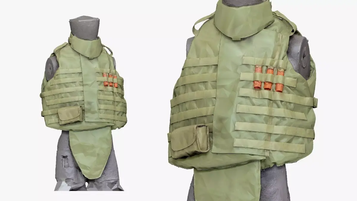 001300 army green top body armor shield 3D model