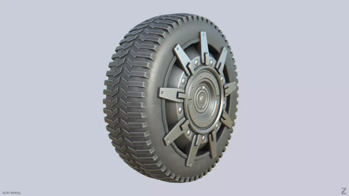 Scifi wheel Low-poly 3D model