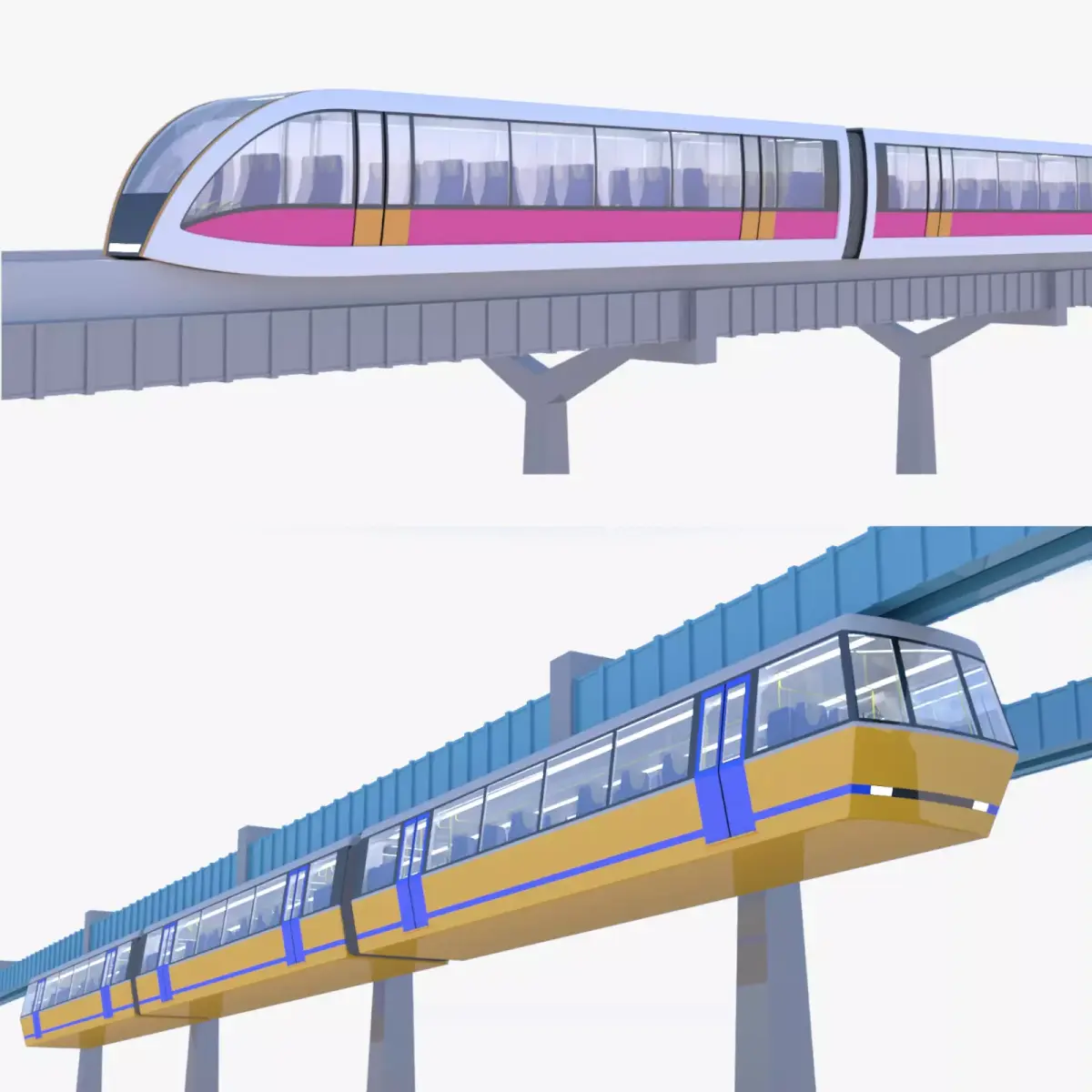 Elevated trains collection 2023 3D Model Pack