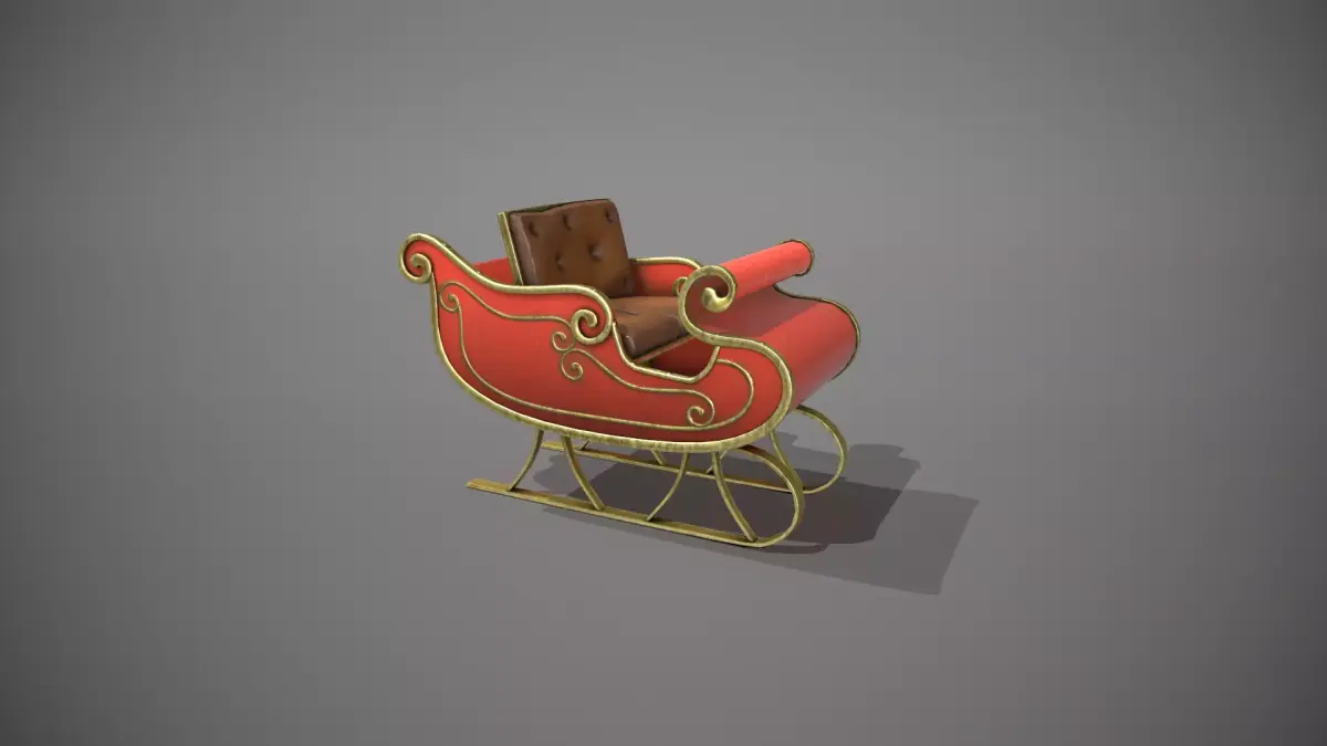 Santas Sleigh Low-poly 3D model buy