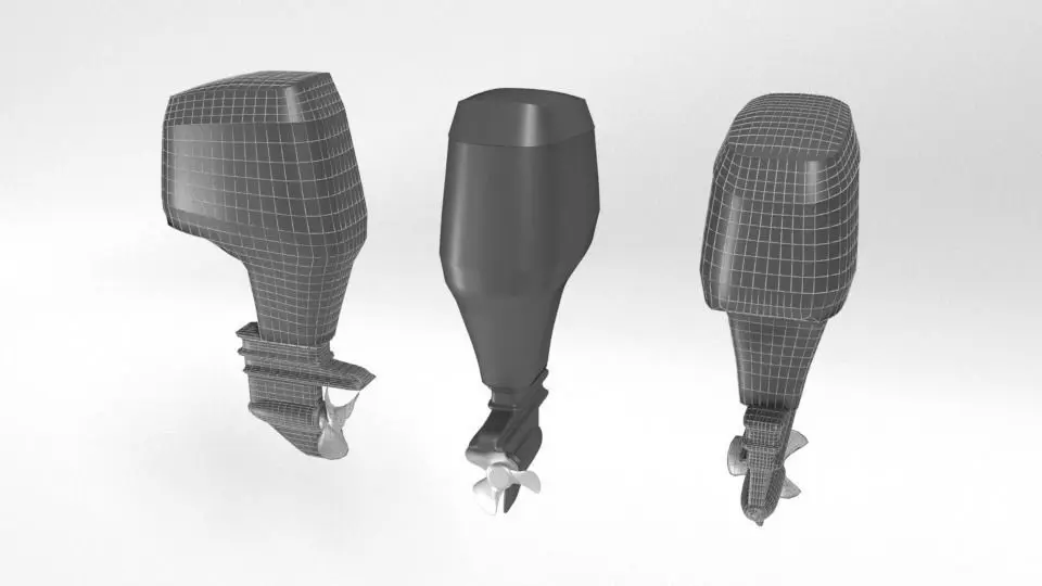 Outboard Motor Low-poly 3D model