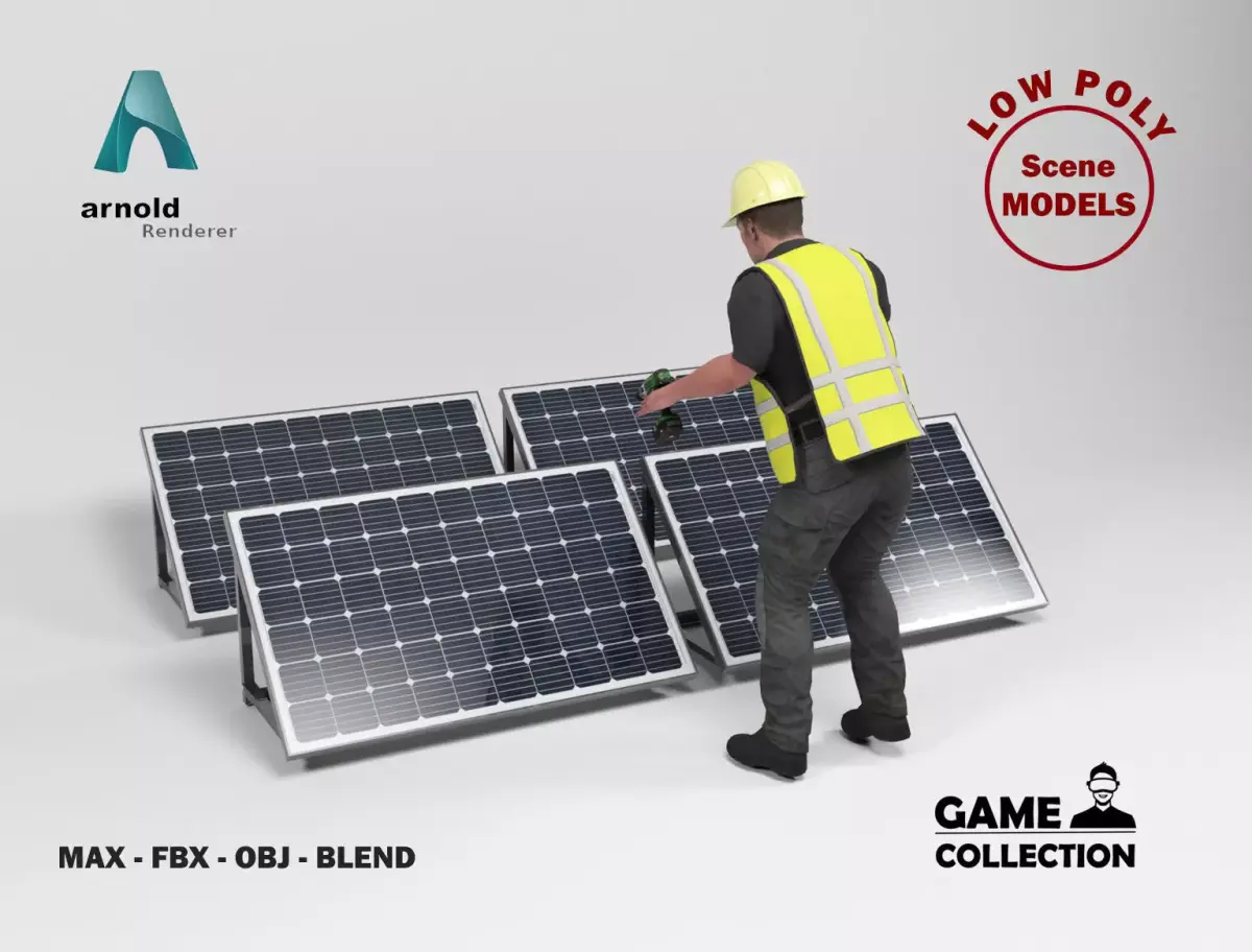 Solar Installation Low-poly 3D model
