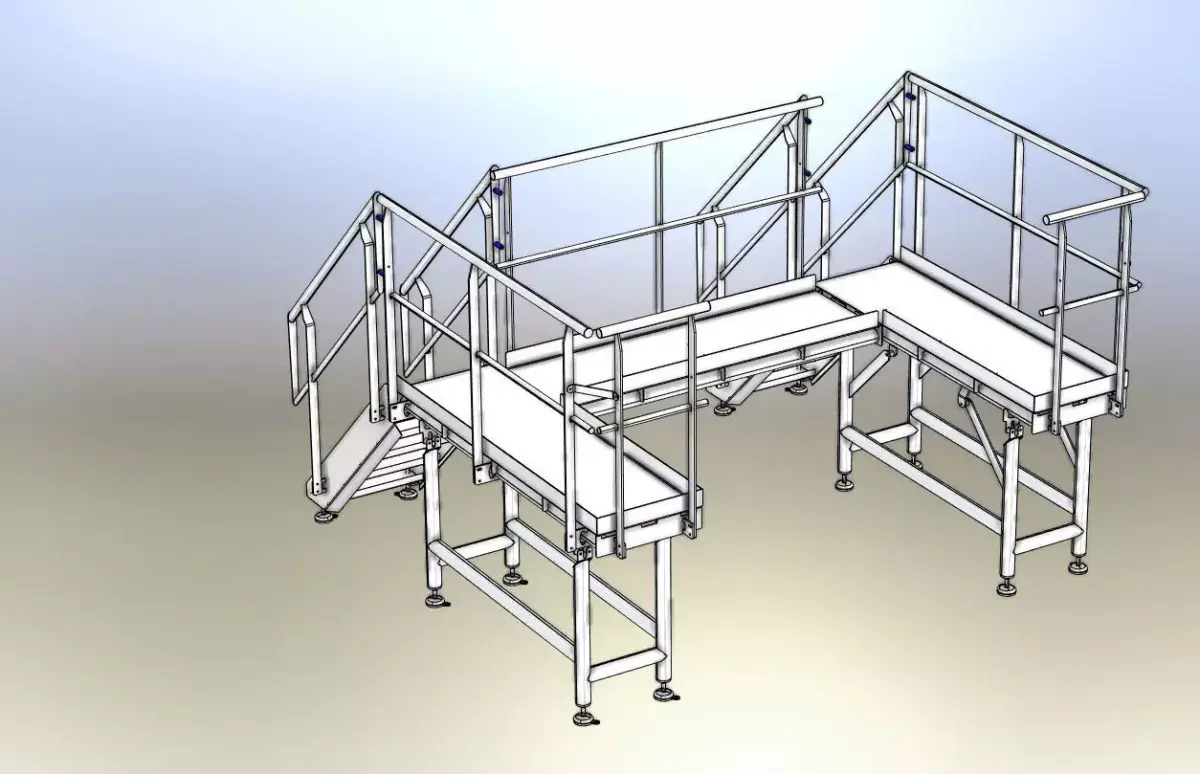 Big Hygienic Stainless Steel platform 3D model