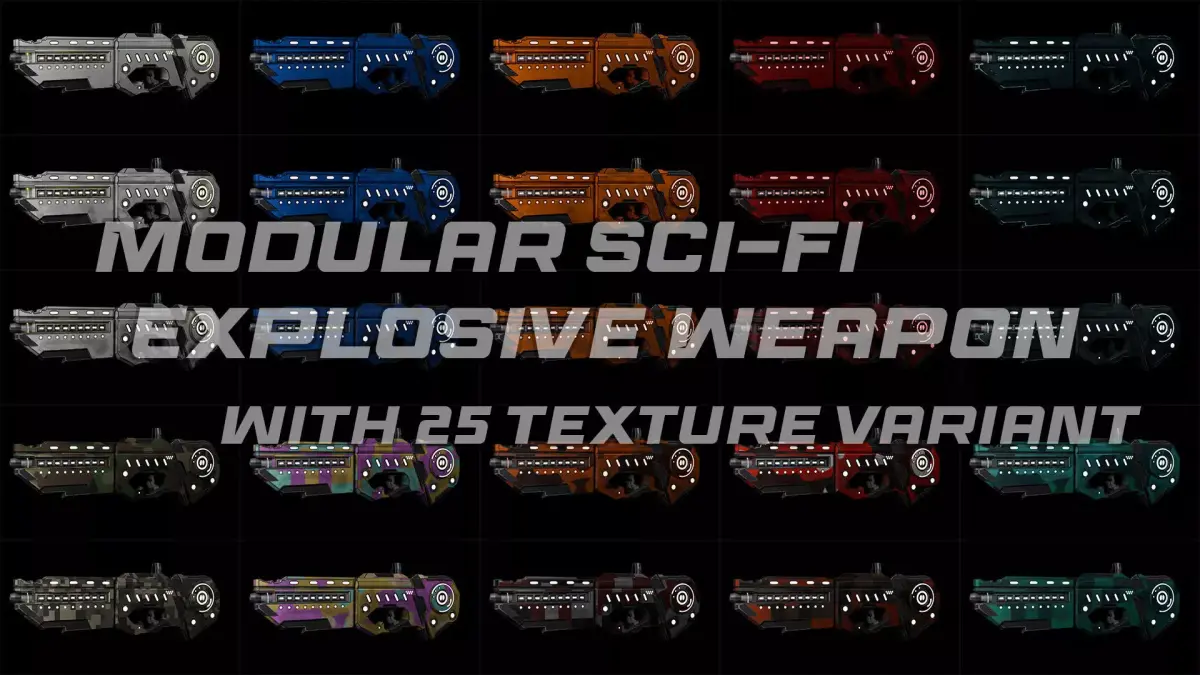 Modular Sci-Fi Explosive Weapon Low-poly 3D model