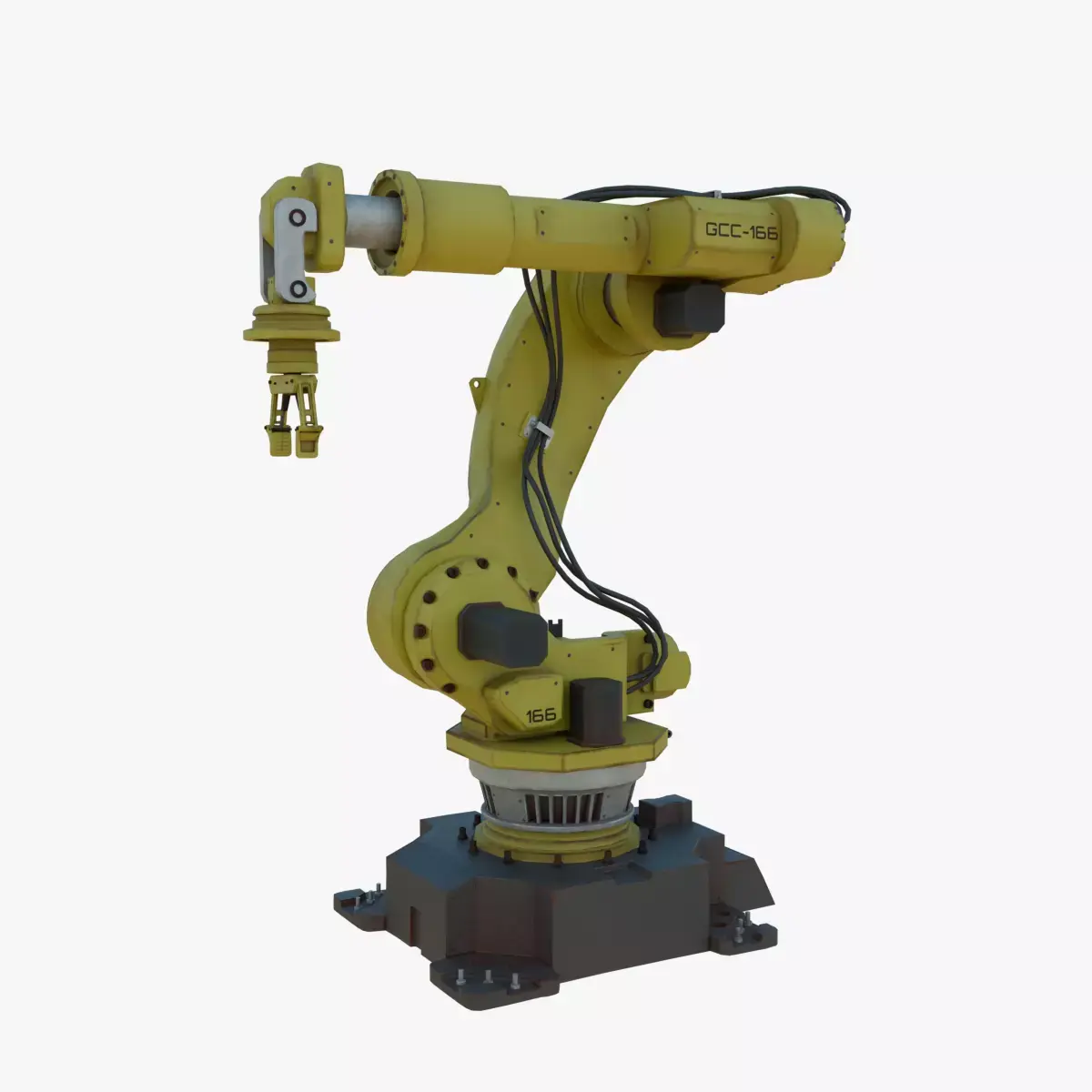 Industrial Robot Arm Yellow Rusty Low-poly 3D model