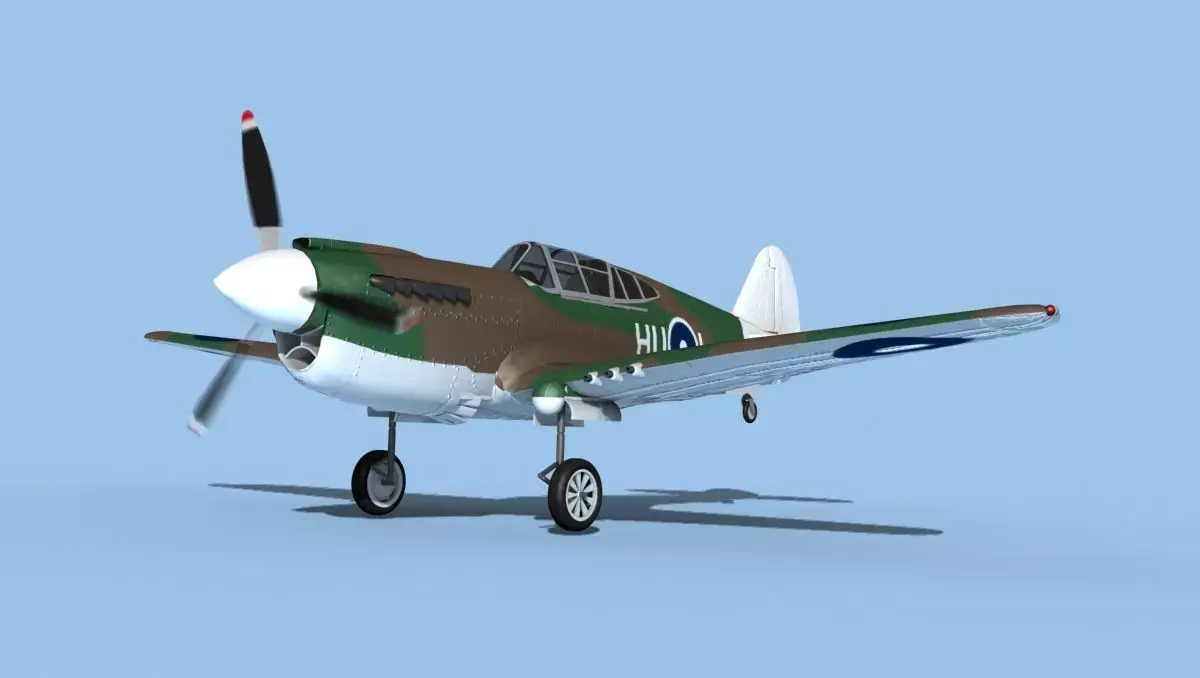 Curtiss P-40F Tomahawk V09 RAAF 3D model
