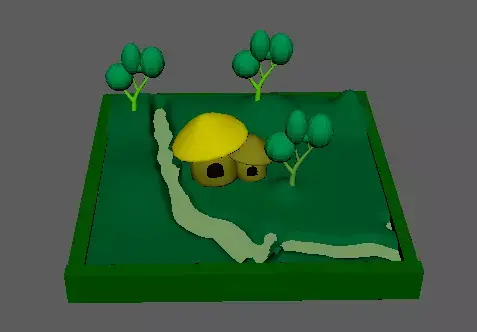 A small environment Low-poly 3D model