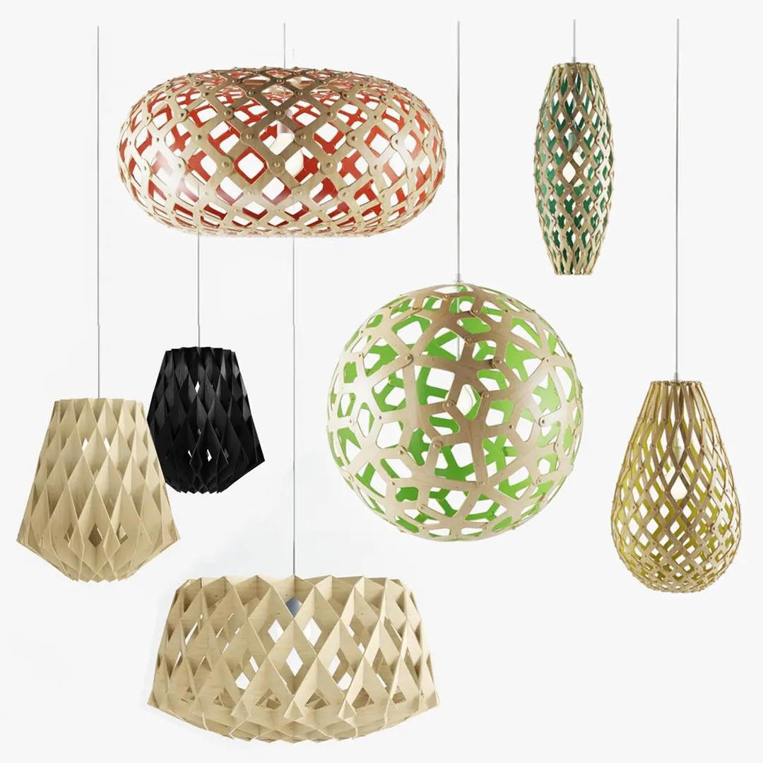 Plywood Lamps Set 3D model