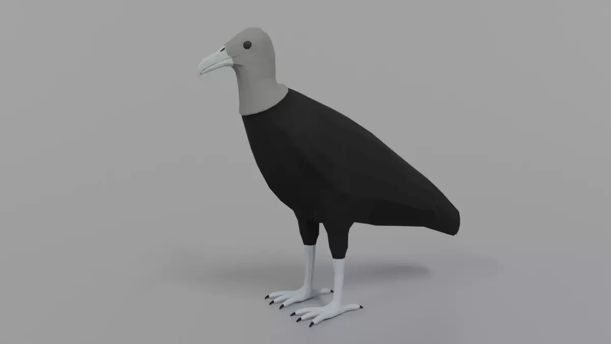 Low poly Cartoon Black Vulture Low-poly 3D model