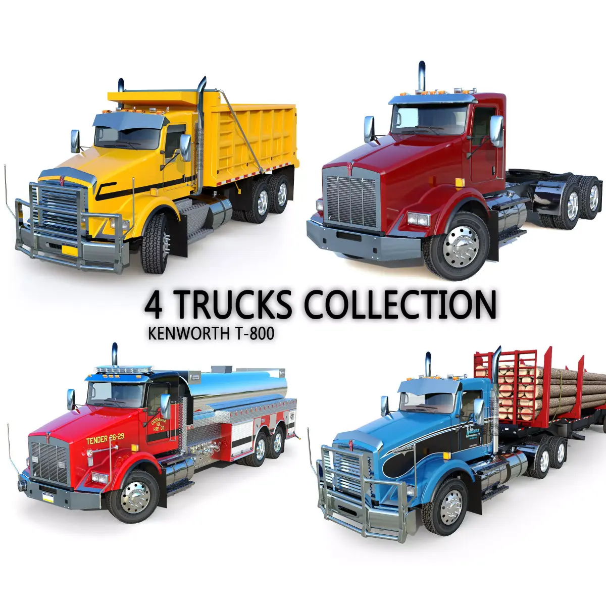 Four Trucks 3D Model Pack