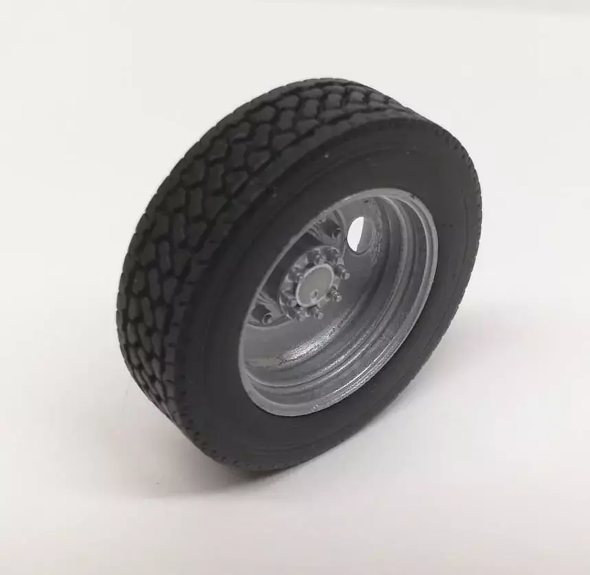 Printable 2-hole front and rear truck wheels with tires 3D print model