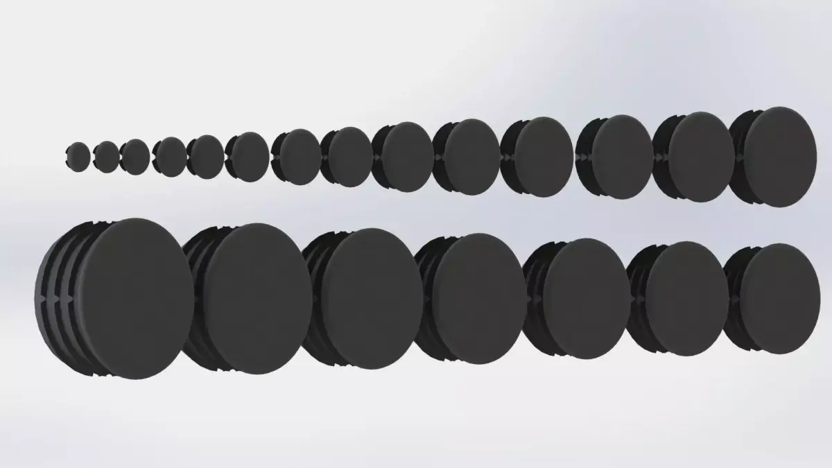 Set of round plugs Low-poly 3D model