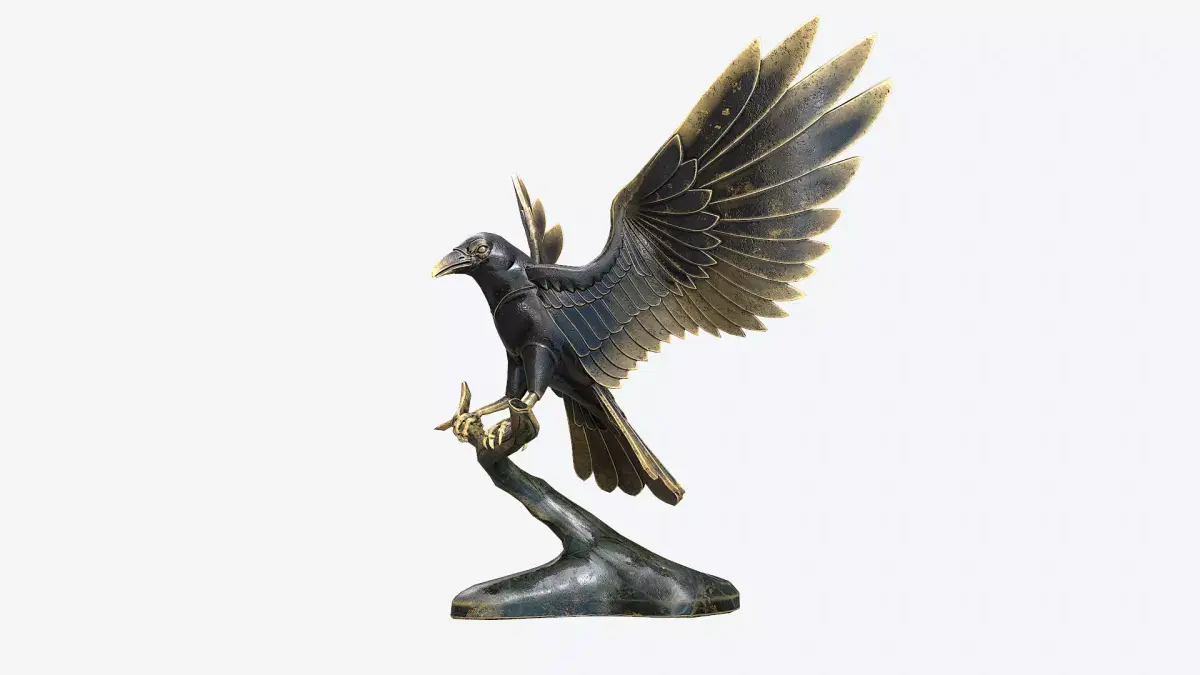 Raven Sculpture Low-poly 3D model