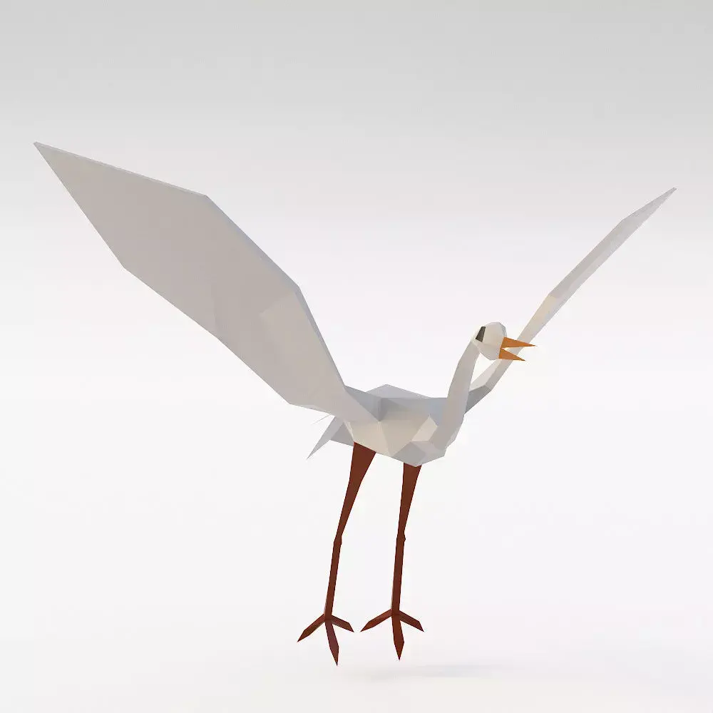 Crane bird 3d model  Low-poly 3D model