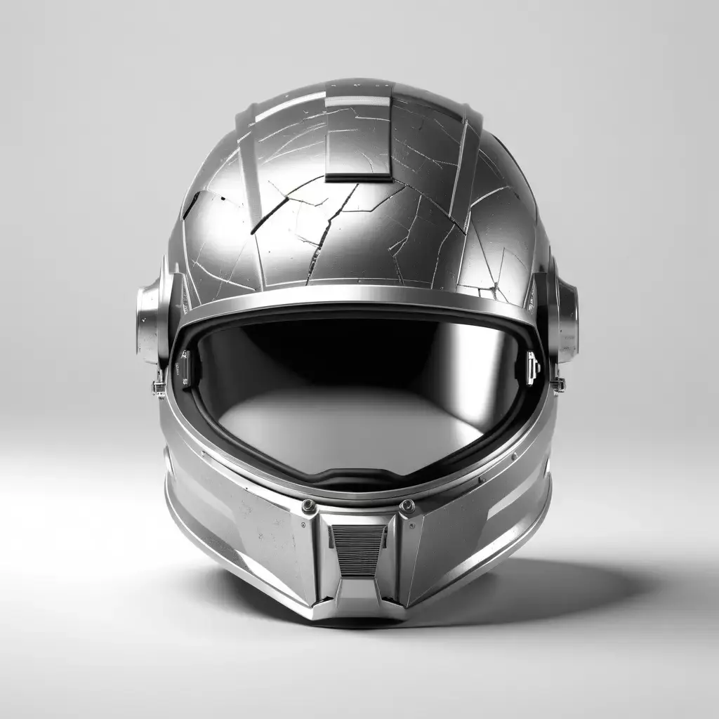Sleek Space Helmet with Cracked Visor 3D model