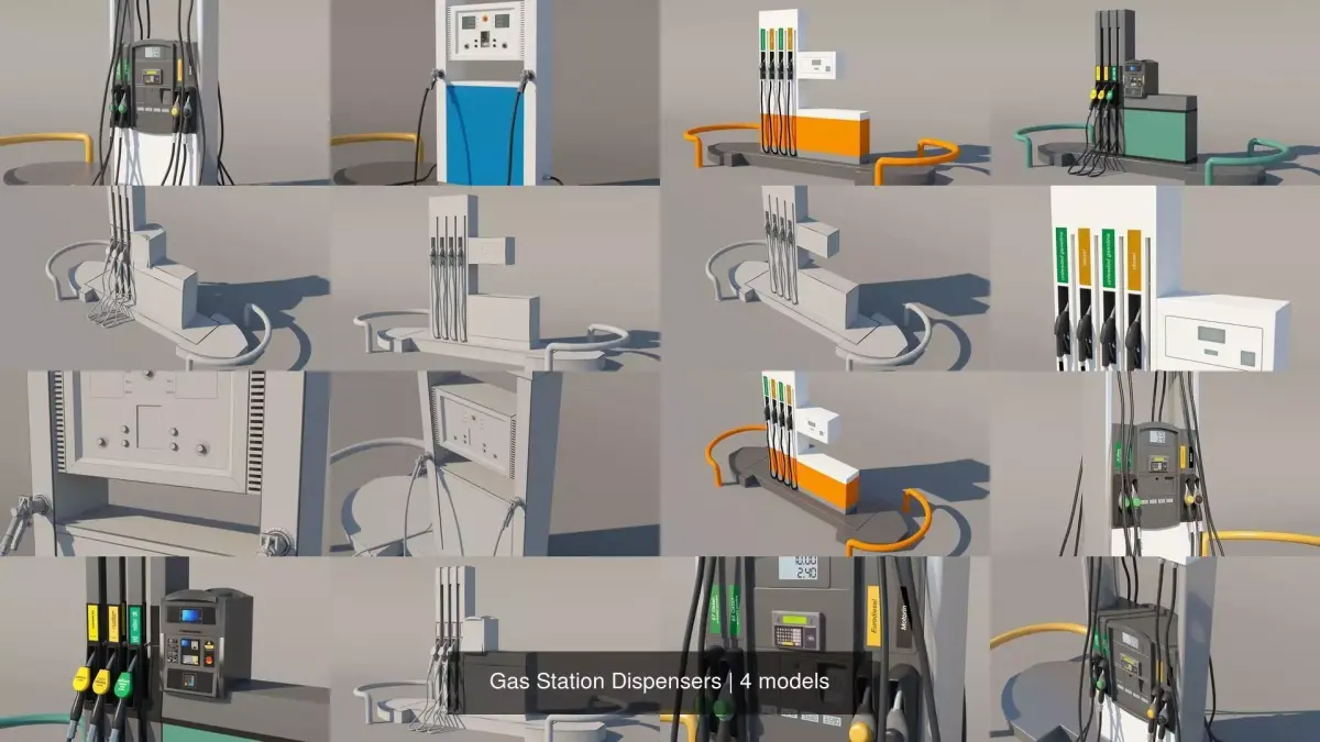 Gas Station Dispensers 3D Model Pack