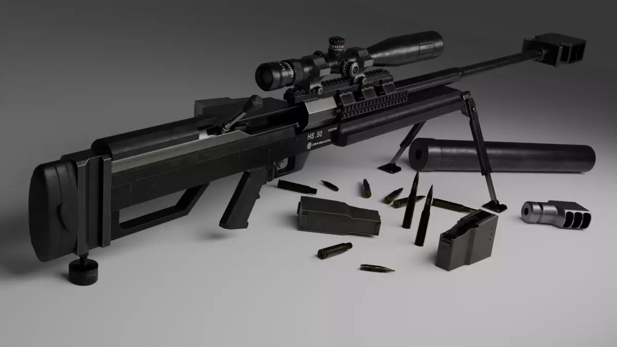 Steyr HS 50 M1  50 BMG anti-material  sniper rifle Low-poly 3D model