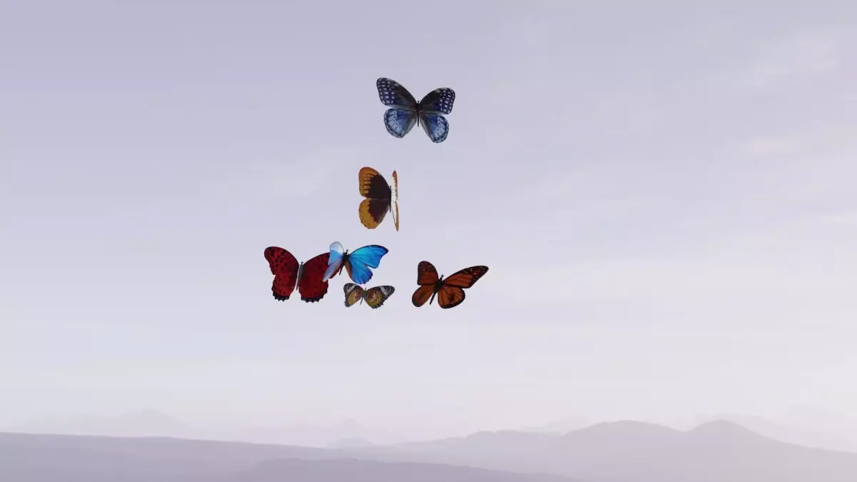 Butterflies Low-poly 3D model