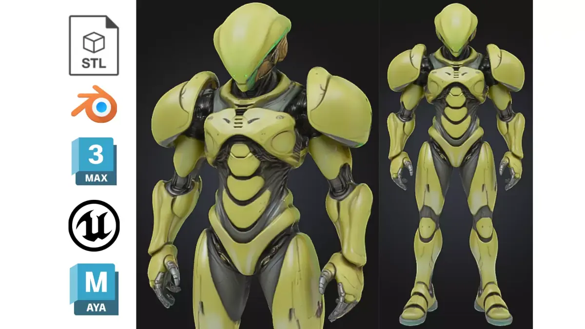 Cyber Hive Soldier Low-poly 3D model