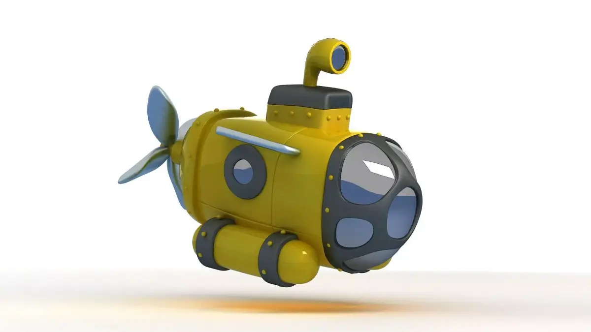 submarine cartoon military toy yellow industrial ship nautical 3D model