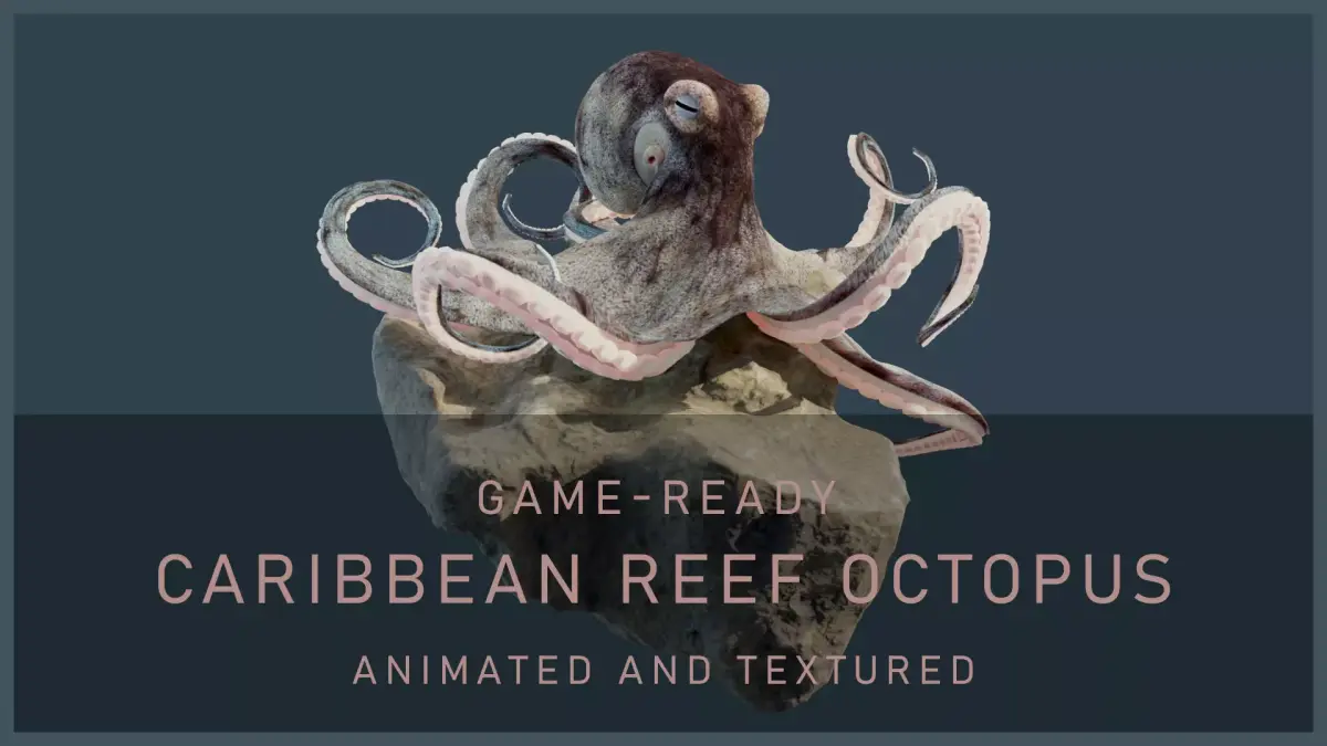 Animated Caribbean Reef Octopus Low-poly 3D model