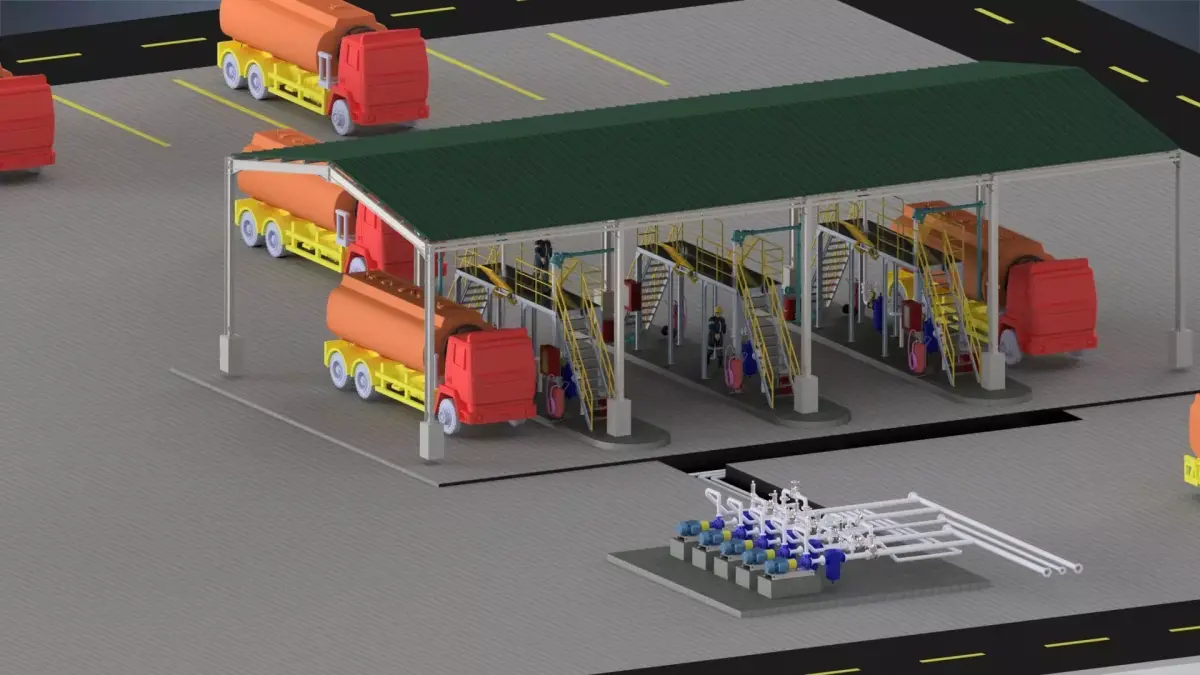 Fuel delivery system for tank trucks 3D model