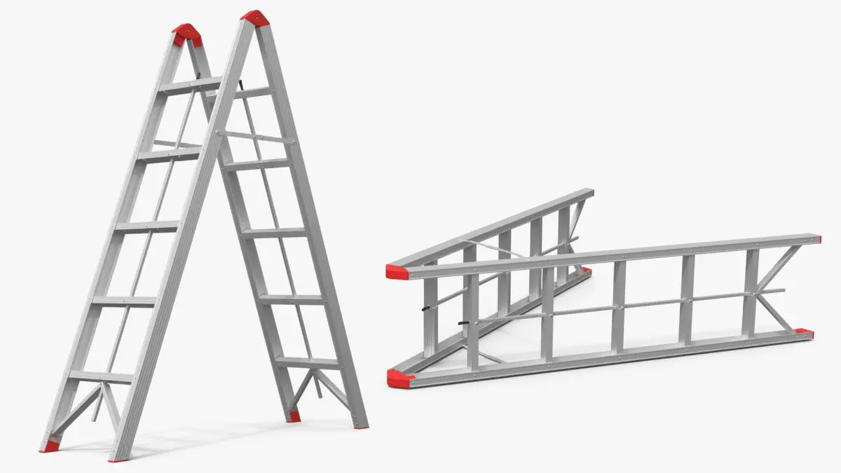 Aluminum Folding Ladder 5 Step 3D model