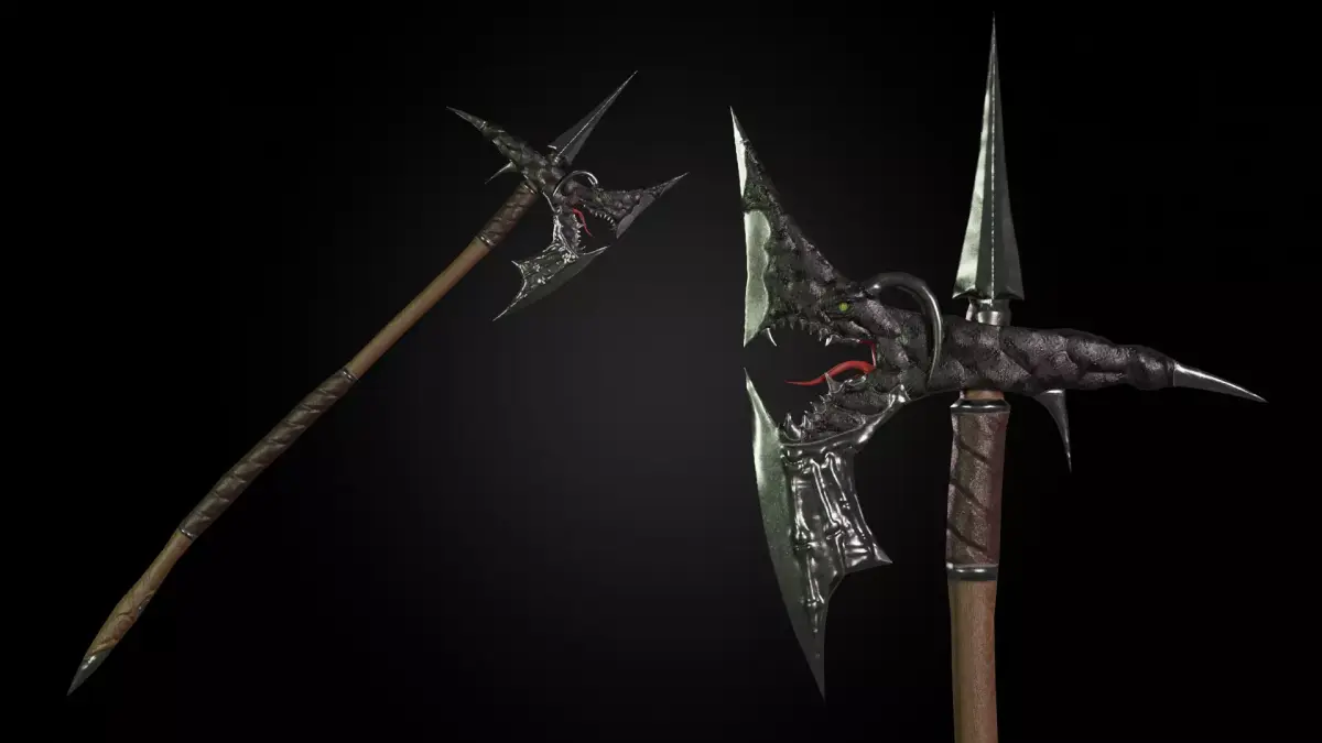 Dragon battleaxe Low-poly 3D model