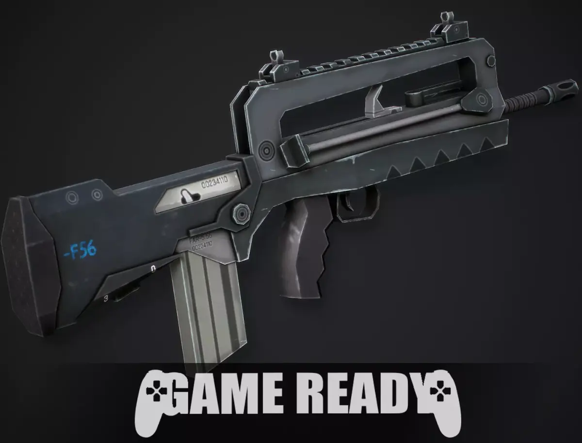 Famas F-1 Assault Rifle - Low Poly Game Ready Low-poly 3D model