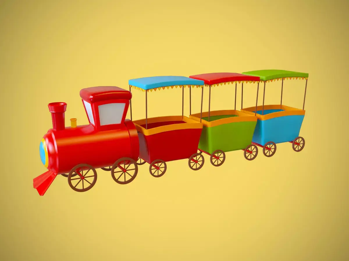 children train cartoon lowpoly toy Low-poly 3D model