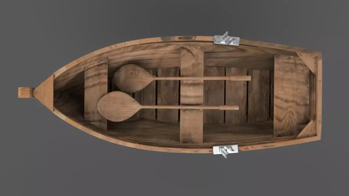 Canoe with Paddle Low-poly 3D model