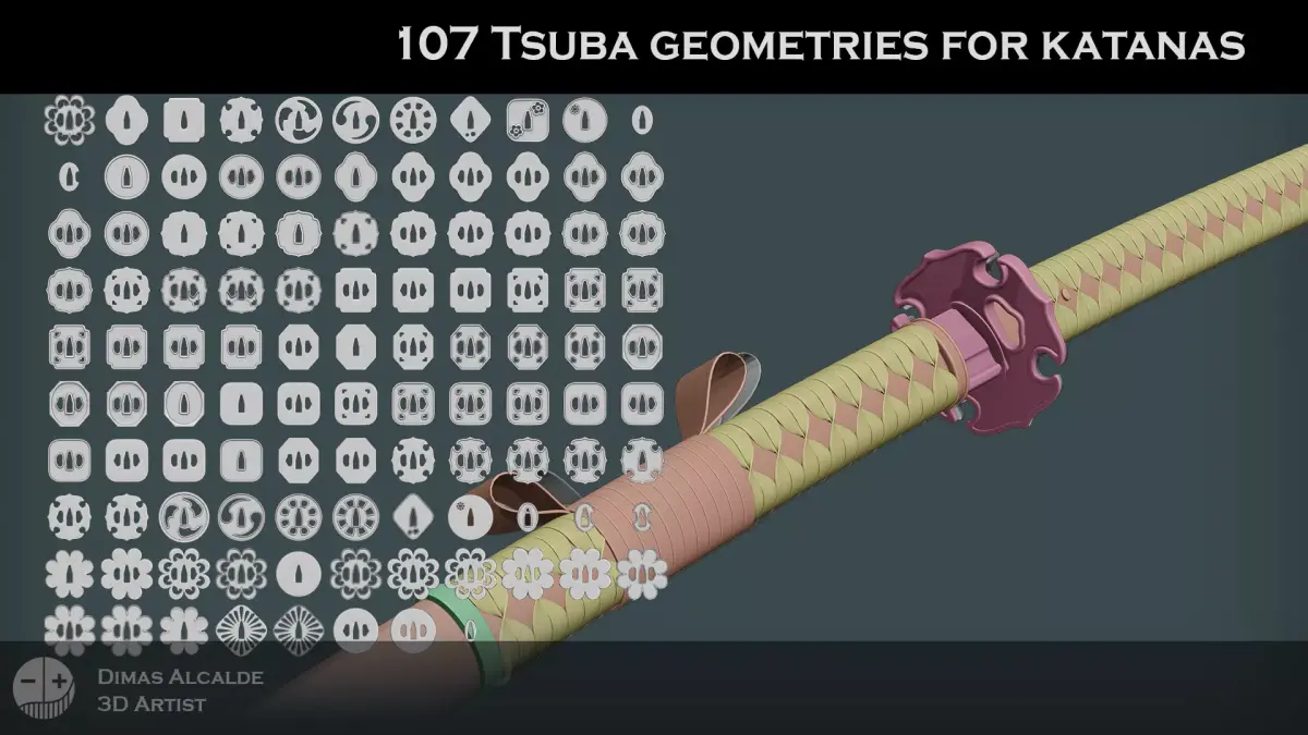 107 Tsuba geometry for Katana Low-poly 3D model