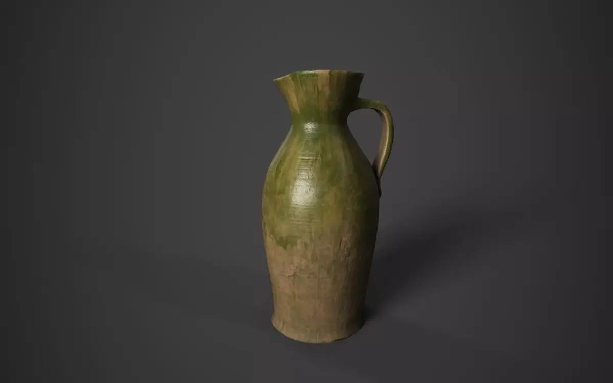 Medieval Green glazed Jug Low-poly 3D model