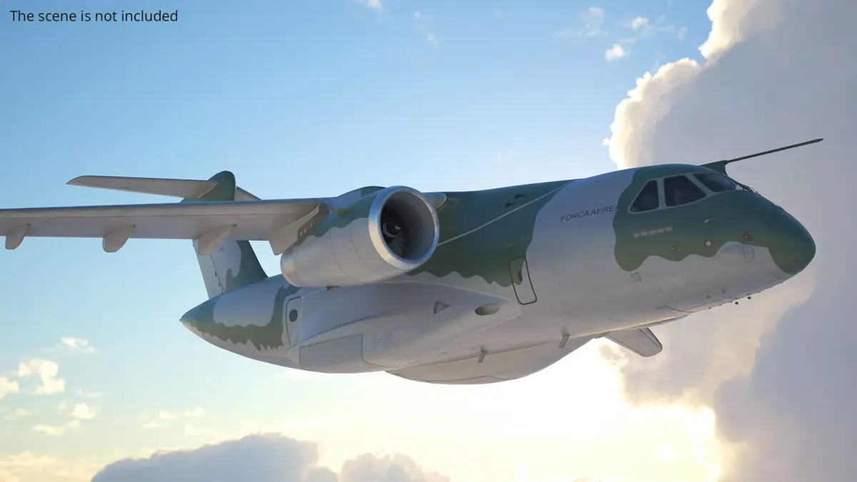 Embraer C 390 Millennium Military Aircraft Camo Rigged 3D model purchase