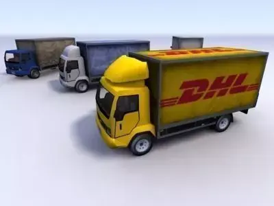 Truck Collection three dhl trucks Low-poly 3D model