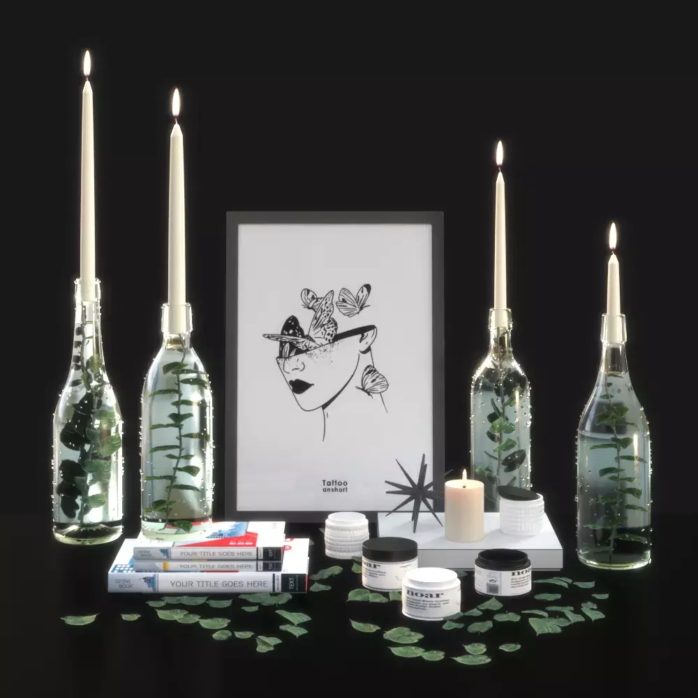Decorative set with candlesticks 3D model