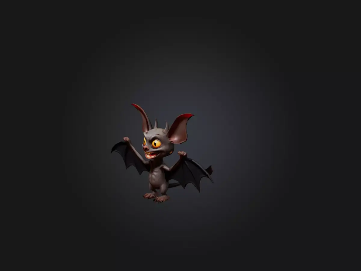 Cartoon Vampire Bat Low-poly 3D model
