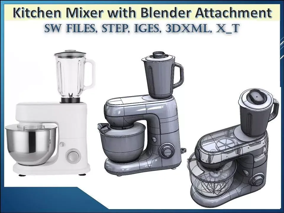 Kitchen Mixer with Blender Attachment 3D CAD Model 3D model