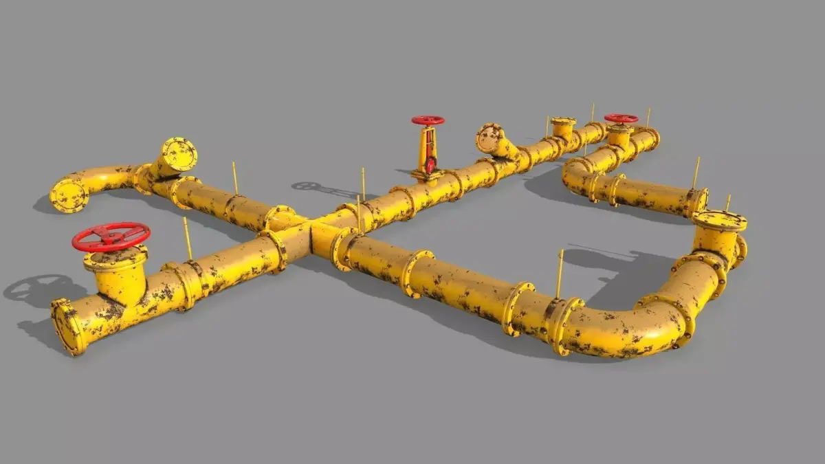 pipe set valve Low-poly 3D model