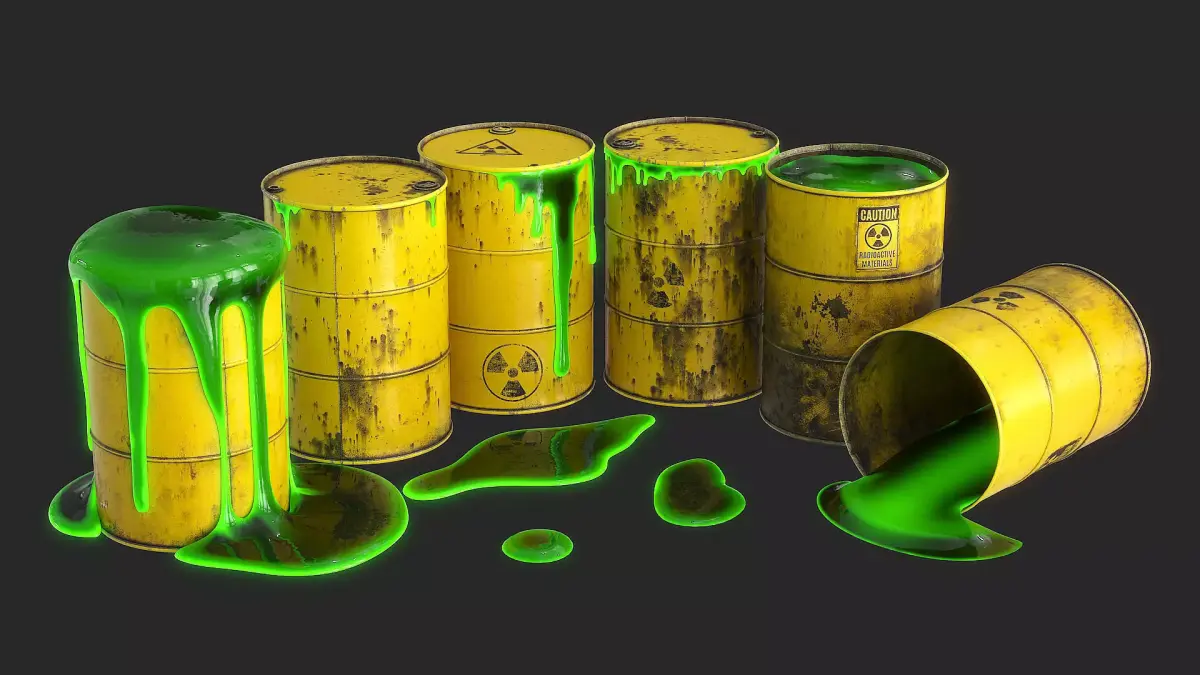 Toxic Waste Barrels Low-poly 3D model