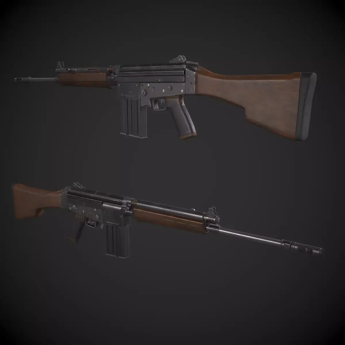 FN-Fal ak - rifle Low-poly 3D model