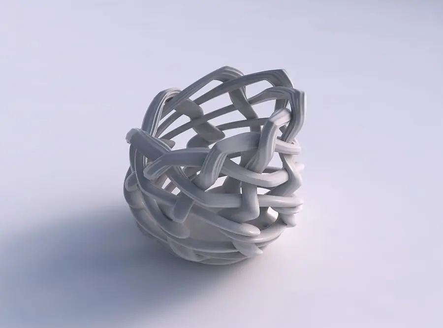 Vase wide on top part with interlacing lattice and extruded l... 3D print model 5