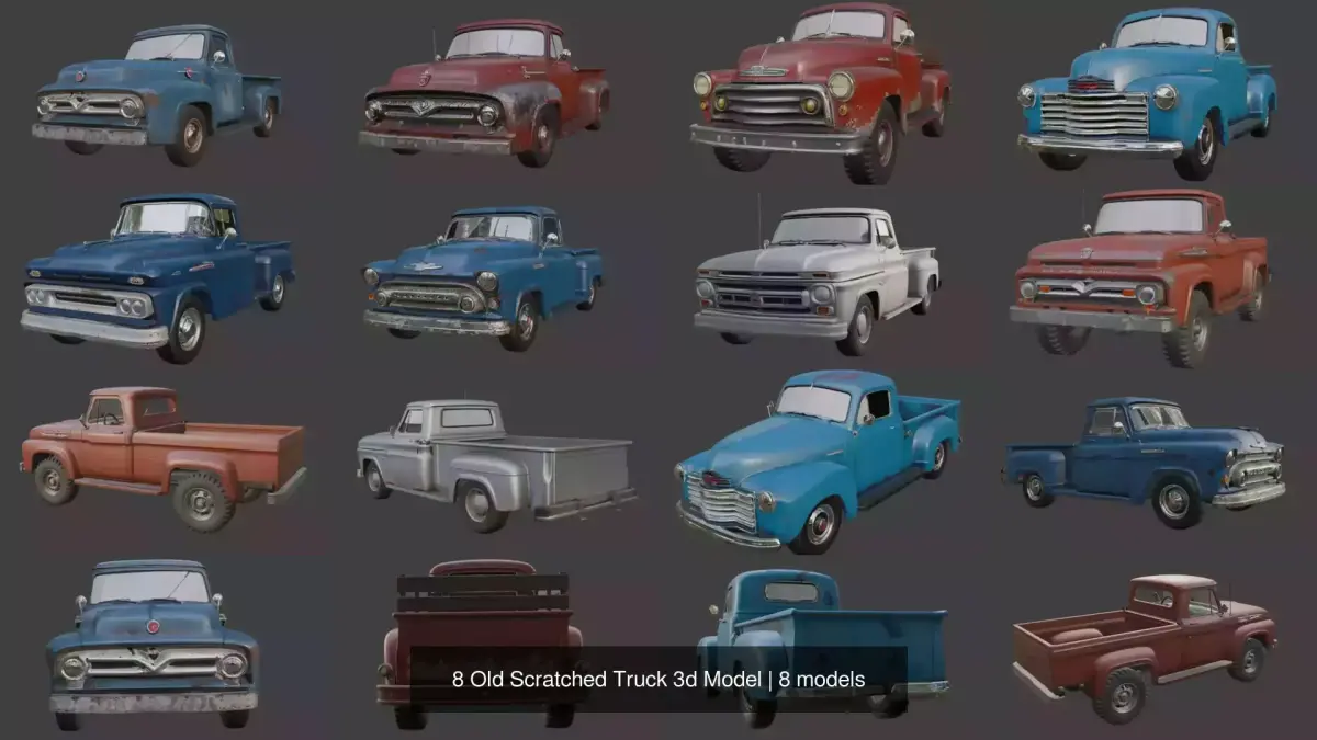 8 Old Scratched Truck 3d Model 3D Model Pack