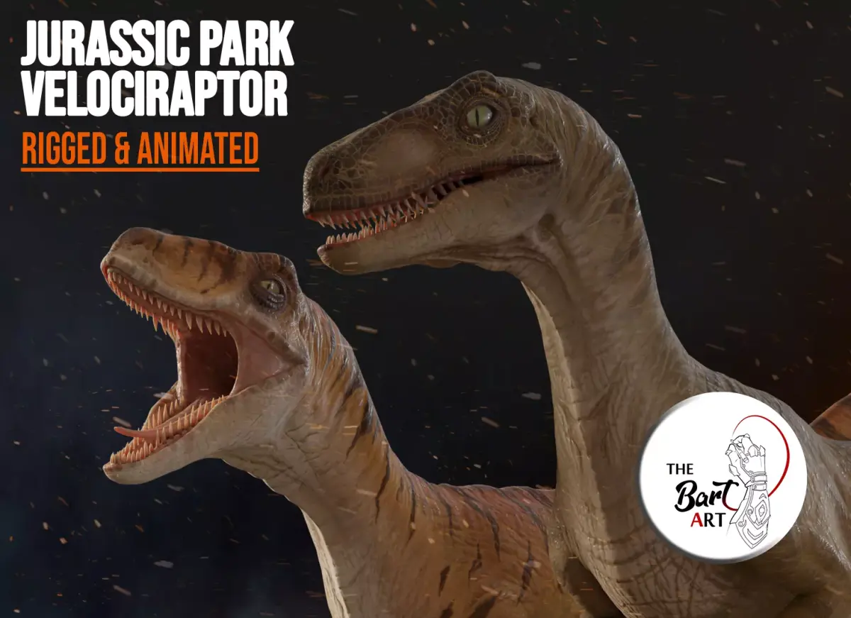 Jurassic Park Park Velociraptor Blender Low-poly 3D model