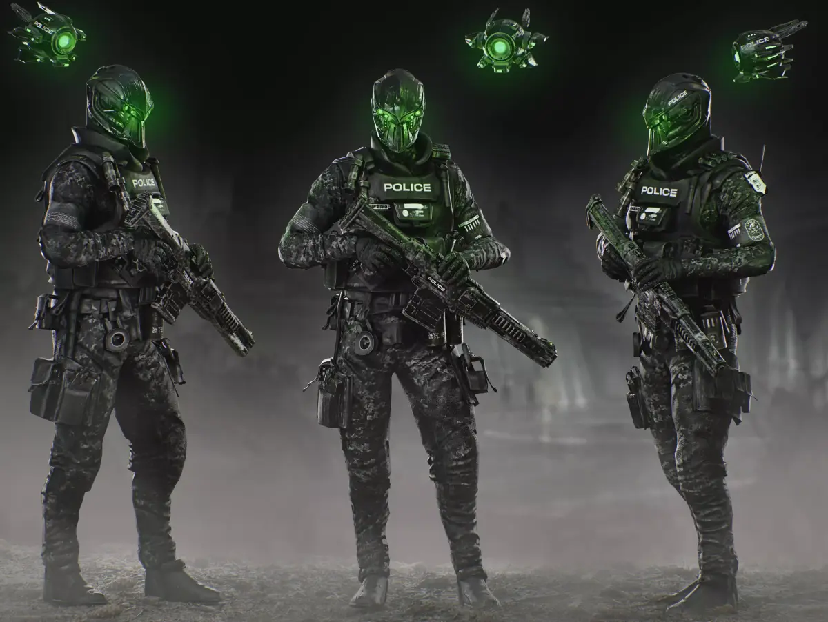 Sci Fi Police Soldier Low-poly 3D model