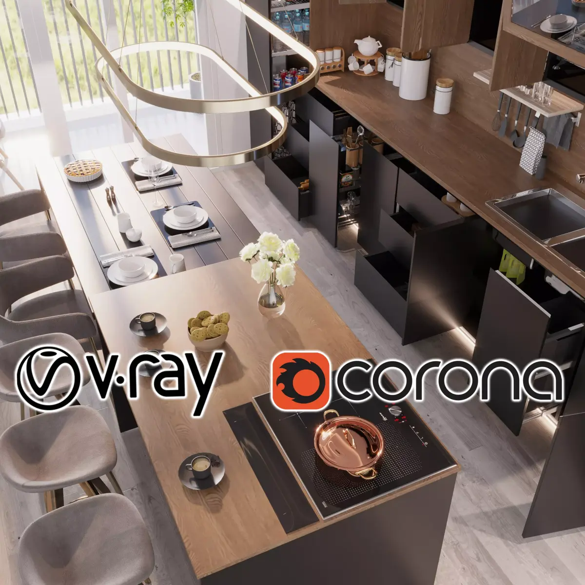 Kitchen 3D model Low Poly Low-poly 3D model