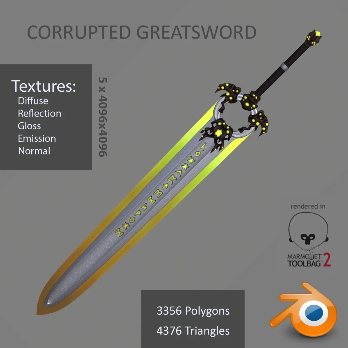 Corrupted Greatsword Low-poly 3D model